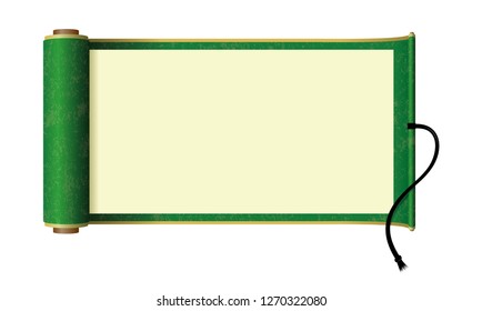 Japanese scroll paper illustration (green)