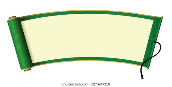 Japanese scroll paper illustration (green) 