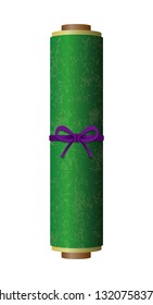 
Japanese scroll paper illustration (green)