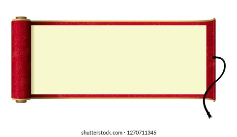 Japanese scroll paper illustration (red)