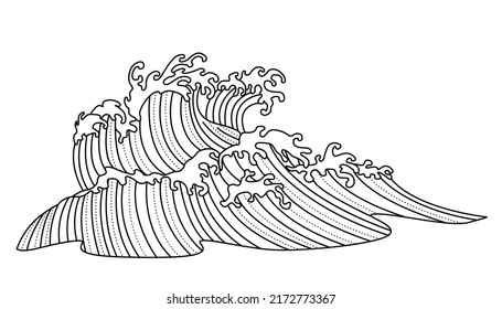 Japanese Sea Background Waves Tsunami Wave Stock Vector (Royalty Free ...