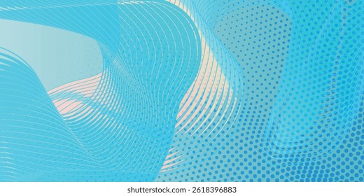 Japanese sea wave background vector. Wallpaper design with blue line art and blue ocean wave pattern backdrop. Modern luxury oriental illustration for cover, banner, website, decor, interior.