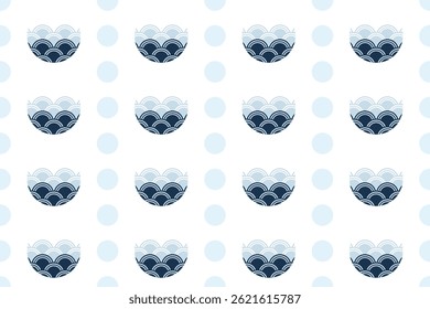 O padrão de ondas marinhas japonês é um design semicircular que é colocado a partir do centro na mesma direção. Durante o período Heian, este padrão foi usado nos trajes dos artistas Bugaku.
