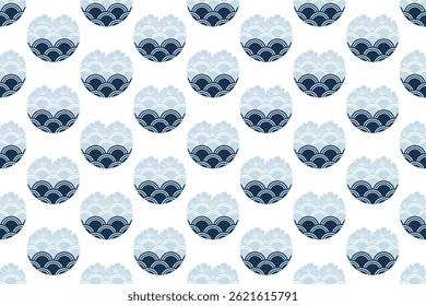 O padrão de ondas marinhas japonês é um design semicircular que é colocado a partir do centro na mesma direção. Durante o período Heian, este padrão foi usado nos trajes dos artistas Bugaku.
