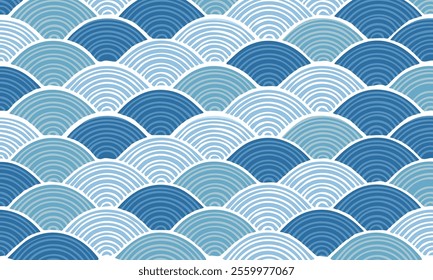 Japanese sea waves pattern illustration in vector