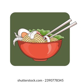 ramal de mariscos japoneses con vector
