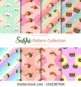 Japanese seafood sushi pattern background wallpaper poster  seamless vector graphic design