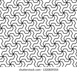 Japanese seamless geometric pattern .Black and white silhouette with average thickness lines.ROUNDED corners.