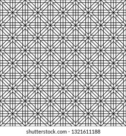 Japanese seamless geometric pattern .Black and white silhouette with average lines.Square scheme.For design template,textile,fabric,wrapping paper,laser cutting and engraving.