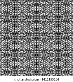 Japanese seamless geometric pattern .Black and white silhouette lines.For design template,textile,fabric,wrapping paper,laser cutting and engraving.Average thickness lines.