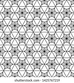 Japanese seamless geometric pattern .Black silhouette lines.For design template,textile,fabric,wrapping paper,laser cutting and engraving.Average thickneess lines.