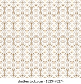 Japanese seamless geometric pattern .Brown and white silhouette with average and fine lines.For design template,textile,fabric,wrapping paper,laser cutting and engraving.