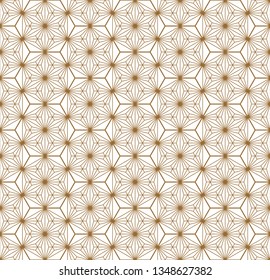 Japanese seamless geometric pattern .Gold silhouette lines.For design template,textile,fabric,wrapping paper,laser cutting and engraving.Hexagon grid.Thick and medium thickness lines