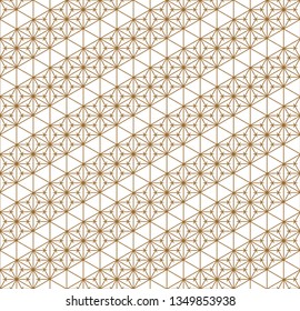 Japanese seamless geometric pattern .Gold silhouette lines.For design template,textile,fabric,wrapping paper,laser cutting and engraving.Hexagon grid.Medium thickness lines