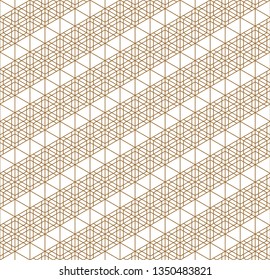 Japanese seamless geometric pattern .Gold silhouette lines.For design template,textile,fabric,wrapping paper,laser cutting and engraving.Hexagon grid.Medium thickness lines