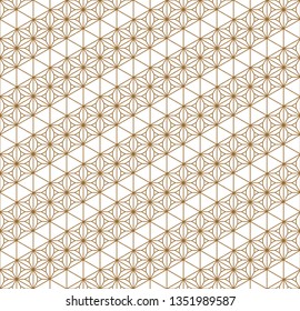 Japanese seamless geometric pattern .Gold silhouette lines.For design template,textile,fabric,wrapping paper,laser cutting and engraving.Hexagon grid.Medium thickness lines