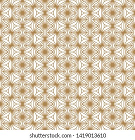 Japanese seamless geometric pattern .Gold silhouette lines.For design template,textile,lattice,fabric,wrapping paper,laser cutting and engraving.Hexagon grid.