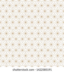 Japanese seamless geometric pattern .Gold silhouette lines.For design template,textile,fabric,wrapping paper,laser cutting and engraving.Fine lines.