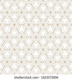 Japanese seamless geometric pattern .Gold silhouette lines.For design template,textile,fabric,wrapping paper,laser cutting and engraving.A variant of fine lines.