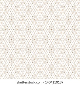 Japanese seamless geometric pattern .Gold silhouette lines.For design template,textile,fabric,wrapping paper,laser cutting and engraving.Fine lines.