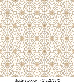 Japanese seamless geometric pattern .Gold silhouette lines.For design template,textile,fabric,wrapping paper,laser engraving.Fine lines.