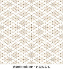 Japanese seamless geometric pattern .Gold silhouette lines.For design template,textile,fabric,wrapping paper,laser cutting and engraving.Thick lines.