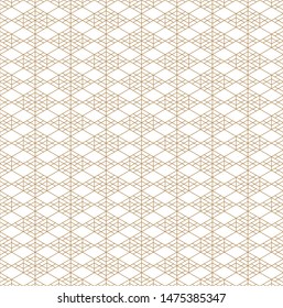 Japanese seamless geometric pattern .Gold silhouette lines.For design template,textile,fabric,wrapping paper,laser cutting and engraving.Average thickness lines.