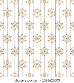 Japanese seamless geometric pattern .Gold silhouette lines.For design template,textile,fabric,wrapping paper,laser cutting and engraving.Average thickness lines.