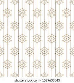 Japanese seamless geometric pattern .Gold silhouette lines.For design template,textile,fabric,wrapping paper,laser cutting and engraving.Average thickness lines.