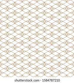 Japanese seamless geometric pattern .Gold silhouette lines.For design template,textile,fabric,wrapping paper,laser cutting and engraving.Average thickness lines.