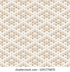 Japanese seamless geometric pattern .Gold average thickness lines.For design template,textile,fabric,wrapping paper,laser cutting and engraving.