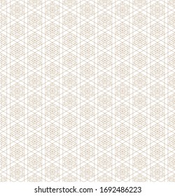 Japanese seamless geometric pattern .Gold silhouette lines.For design template,textile,fabric,wrapping paper,laser cutting and engraving.Fine lines.
