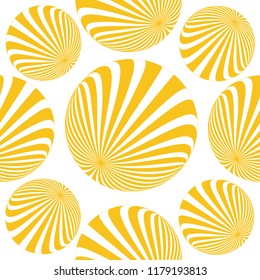 Japanese seamless gold pattern background vector. Gold striped volume spheres. Gold geometric cover design, poster, card, template