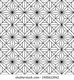 Japanese seamless Kumiko pattern in black. Average thickness lines.