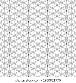 Japanese seamless Kumiko pattern in black and white.Thin lines.