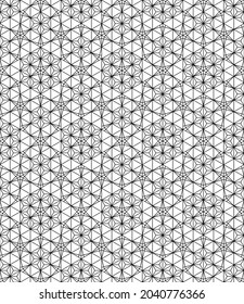 Japanese seamless Kumiko pattern in black and white.Thin lines.