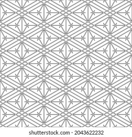 Japanese seamless Kumiko pattern in black and white.Thin  contoured lines.