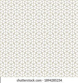 Japanese seamless Kumiko pattern in golden with thin lines.