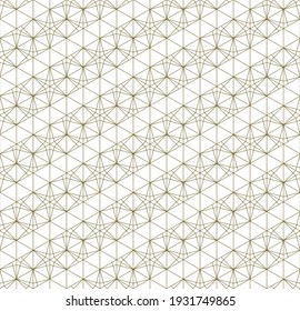 Japanese seamless Kumiko pattern in golden .Thin lines.