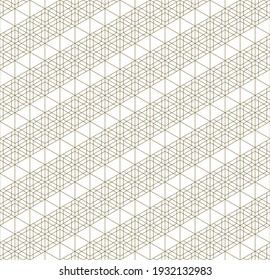 Japanese seamless Kumiko pattern in golden .Thin lines.