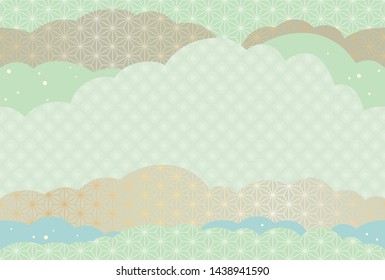 Japanese seamless New Year’s card template with traditional patterns, vector illustration. horizontally and vertically repeatable.