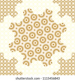 Japanese seamless pattern background vector khaki. Khaki geometric cover design, poster, card,  template