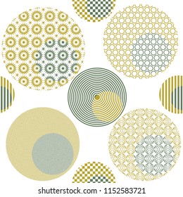 Japanese seamless pattern background vector khaki on a white background. Khaki geometric cover design, poster, card, template