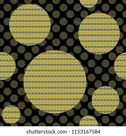 Japanese seamless pattern background vector khaki on a black background. Khaki geometric cover design, poster, card, template