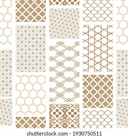 Japanese seamless pattern background vector. Gold geometric cover design , poster, card, template in vintage style. svg
