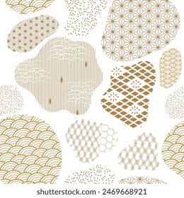 Japanese seamless pattern background vector. Gold geometric cover design , poster, card and layout design. Abstract template design.