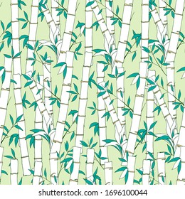 Japanese seamless pattern with bamboo. Vector illustration tropical thickets. Endless textures for fabrics, kitchen textiles, bedding and tiles.