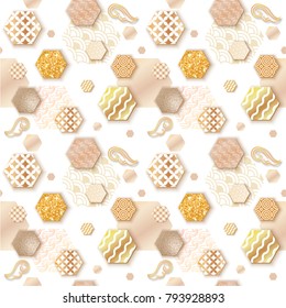 Japanese seamless pattern, brochure template or background in trendy oriental style,blue chinese eastern ornament, trendy vector fashion invitation, 3d geometric shapes