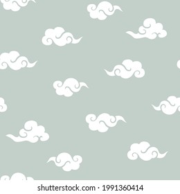 Japanese seamless pattern with  clouds in traditional Asian style. Seamless vector ornament. decorative clouds print design.