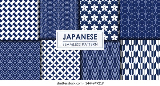 Japanese seamless pattern collection, Decorative wallpaper.